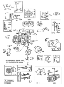 Cyl,oil Fill,piston,mufflers Diagram and Parts List for 114702-0172-XX  Briggs and Stratton Engine